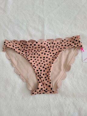 Vanilla/Beach Peach Polka Dot Scalloped Bikini Bottom